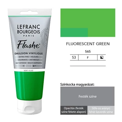 Vinylová farba (akrylová farba) L&amp;B Flashe, 80 ml - 565, fluorescent green