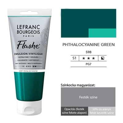 Vinylová farba (akrylová farba) L&amp;B Flashe, 80 ml - 598, phthalocyanine green