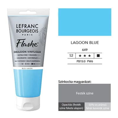 Vinylová farba (akrylová farba) L&amp;B Flashe, 80 ml - 649, lagoon blue