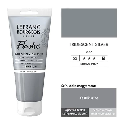 Vinylová farba (akrylová farba) L&amp;B Flashe, 80 ml - 832, iridescent silver