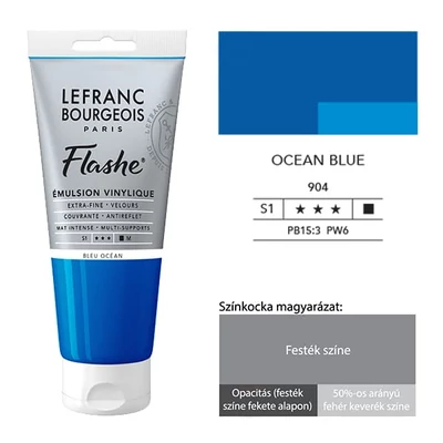 Vinylová farba (akrylová farba) L&amp;B Flashe, 80 ml - 904, ocean blue