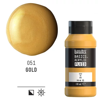 Akrylová farba Liquitex Basics Fluid, 118 ml - 051, gold
