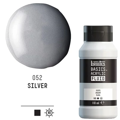 Akrylová farba Liquitex Basics Fluid, 118 ml - 052, silver