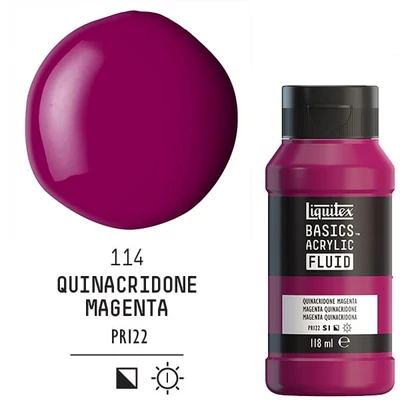 Akrylová farba Liquitex Basics Fluid, 118 ml - 114, quinacridone magenta
