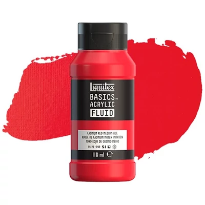 Akrylová farba Liquitex Basics Fluid, 118 ml - 151, cadmium red medium hue