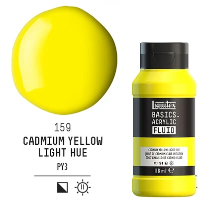 Akrylová farba Liquitex Basics Fluid, 118 ml - 159, cadmium yellow light hue