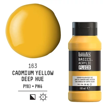 Akrylová farba Liquitex Basics Fluid, 118 ml - 163, cadmium yellow deep hue