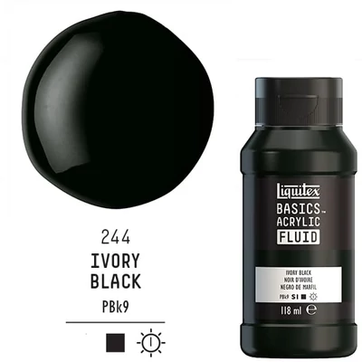 Akrylová farba Liquitex Basics Fluid, 118 ml - 244, ivory black