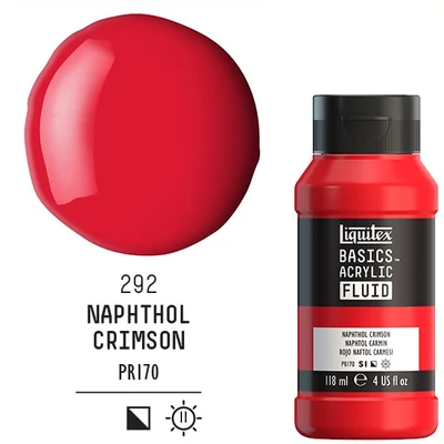 Akrylová farba Liquitex Basics Fluid, 118 ml -  292, naphthol crimson