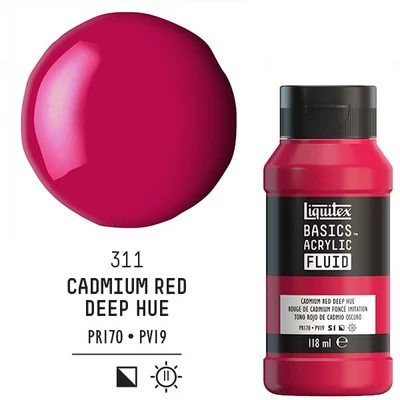 Akrylová farba Liquitex Basics Fluid, 118 ml - 311, cadmium red deep hue