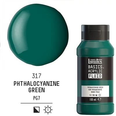 Akrylová farba Liquitex Basics Fluid, 118 ml - 317, phthalocyanine green