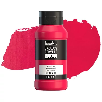 Akrylová farba Liquitex Basics Fluid, 118 ml - 415, primary red