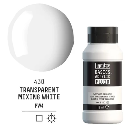 Akrylová farba Liquitex Basics Fluid, 118 ml - 430, transparent mixing white