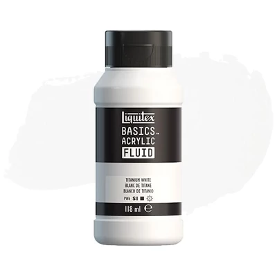 Akrylová farba Liquitex Basics Fluid, 118 ml - 432, titanium white