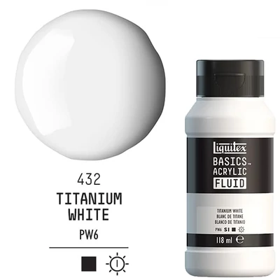 Akrylová farba Liquitex Basics Fluid, 118 ml - 432, titanium white