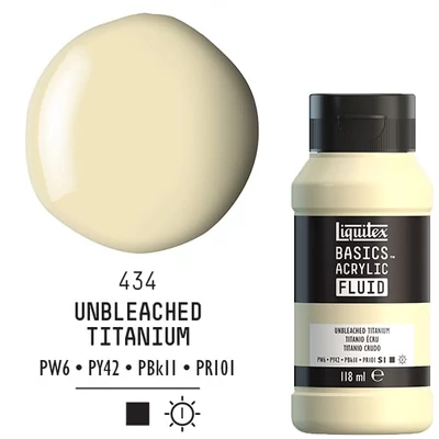 Akrylová farba Liquitex Basics Fluid, 118 ml - 434, unbleached titanium
