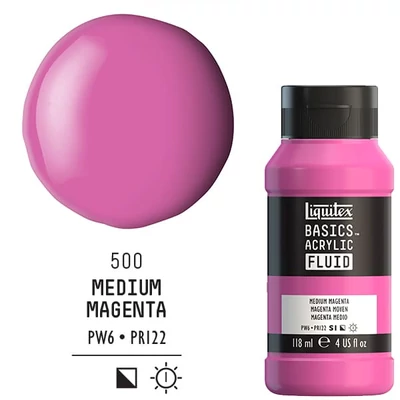 Akrylová farba Liquitex Basics Fluid, 118 ml - 500, medium magenta