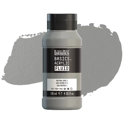 Akrylová farba Liquitex Basics Fluid, 118 ml - 599, neutral grey 5
