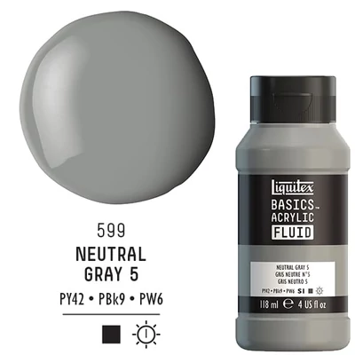 Akrylová farba Liquitex Basics Fluid, 118 ml - 599, neutral grey 5