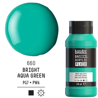 Akrylová farba Liquitex Basics Fluid, 118 ml - 660, bright aqua green