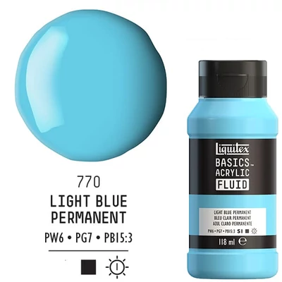 Akrylová farba Liquitex Basics Fluid, 118 ml - 770, light blue permanent