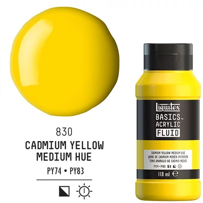 Akrylová farba Liquitex Basics Fluid, 118 ml - 830, cadmium yellow medium hue