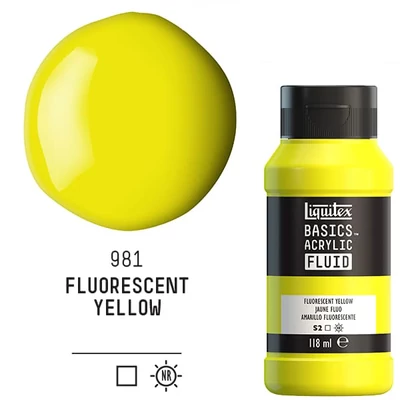 Akrylová farba Liquitex Basics Fluid, 118 ml - 981, fluorescent yellow