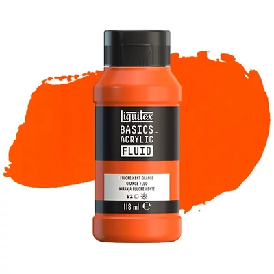 Akrylová farba Liquitex Basics Fluid, 118 ml - 982, fluorescent orange