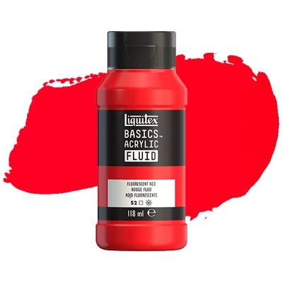 Akrylová farba Liquitex Basics Fluid, 118 ml - 983, fluorescent red