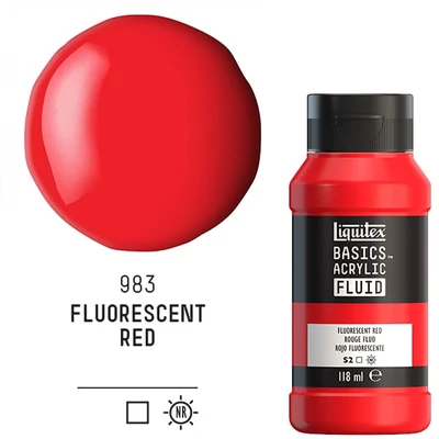 Akrylová farba Liquitex Basics Fluid, 118 ml - 983, fluorescent red