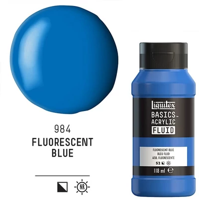 Akrylová farba Liquitex Basics Fluid, 118 ml - 984, fluorescent blue