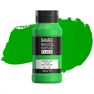 Akrylová farba Liquitex Basics Fluid, 118 ml - 985, fluorescent green