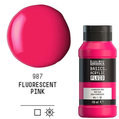 Akrylová farba Liquitex Basics Fluid, 118 ml - 987, fluorescent pink