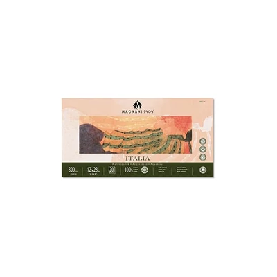 Akvarelový blok Magnani Italia, 100% bavlna, 300 g, 12x23 cm, 20 listov, polohrubý