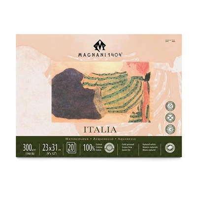Akvarelový blok Magnani Italia, 100% bavlna, 300 g, 23x31 cm, 20 listov, polohrubý