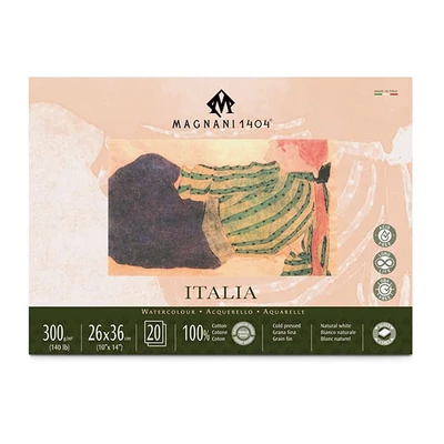 Akvarelový blok Magnani Italia, 100% bavlna, 300 g, 26x36 cm, 20 listov, polohrubý
