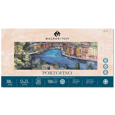 Akvarelový blok Magnani Portofino, 100% bavlna, 300 g, 12x23 cm, 20 listov, hladký
