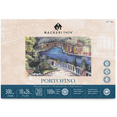 Akvarelový blok Magnani Portofino, 100% bavlna, 300 g, 18x26 cm, 20 listov, hladký