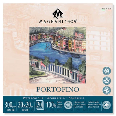 Akvarelový blok Magnani Portofino, 100% bavlna, 300 g, 20x20 cm, 20 listov, hladký