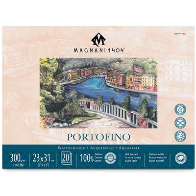 Akvarelový blok Magnani Portofino, 100% bavlna, 300 g, 23x31 cm, 20 listov, hladký