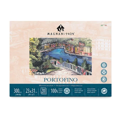 Akvarelový blok Magnani Portofino, 100% bavlna, 300 g, 23x31 cm, 20 listov, hladký
