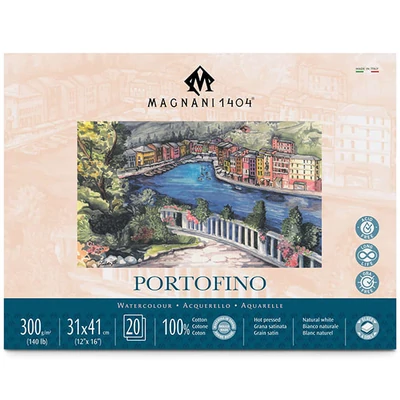 Akvarelový blok Magnani Portofino, 100% bavlna, 300 g, 31x41 cm, 20 listov, hladký