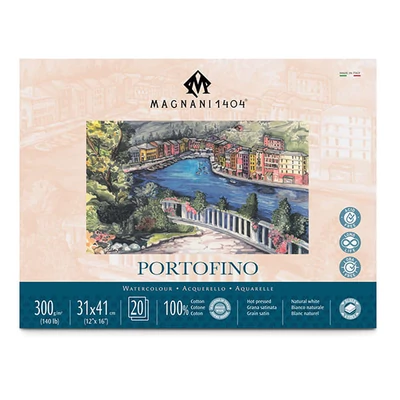 Akvarelový blok Magnani Portofino, 100% bavlna, 300 g, 31x41 cm, 20 listov, hladký