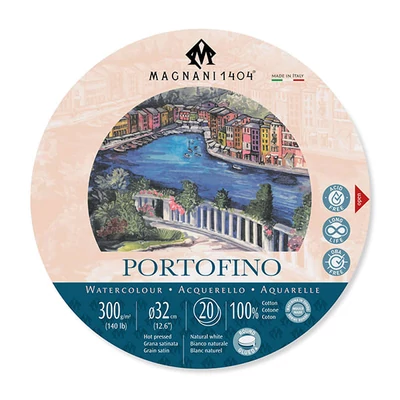Akvarelový blok Magnani Portofino, 100% bavlna, 300 g, 32 cm okrúhly, 20 listov, hladký