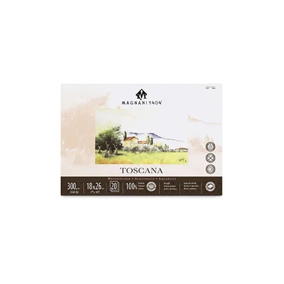Akvarelový blok Magnani Toscana, 100% bavlna, 300 g, 18x26 cm, 20 listov, hrubý