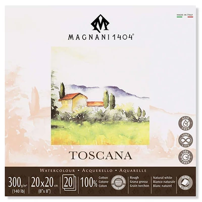 Akvarelový blok Magnani Toscana, 100% bavlna, 300 g, 20x20 cm, 20 listov, hrubý