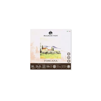 Akvarelový blok Magnani Toscana, 100% bavlna, 300 g, 20x20 cm, 20 listov, hrubý