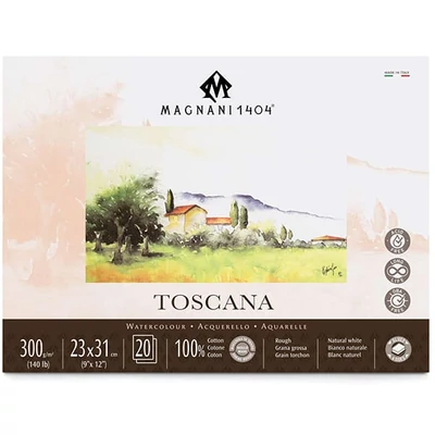 Akvarelový blok Magnani Toscana, 100% bavlna, 300 g, 23x31 cm, 20 listov, hrubý