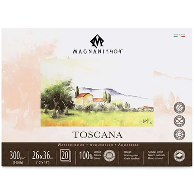 Akvarelový blok Magnani Toscana, 100% bavlna, 300 g, 26x36 cm, 20 listov, hrubý