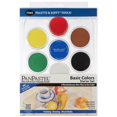Sada suchých pastelov v téglikoch PanPastel, 7 ks + doplnky - Basic Colors